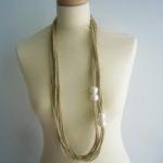 Gold And White Pearls Necklace In Metallic Fall..